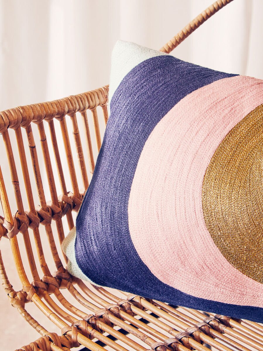 Orsina Bosie Ozella Curved Stripes Embroidered Decorative Cushion