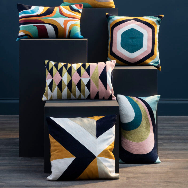 Orsina Bosie Ozella Curved Stripes Embroidered Decorative Cushion