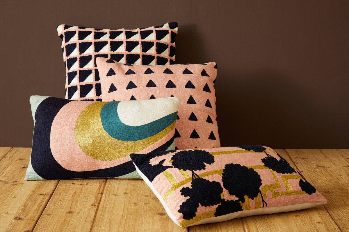 Orsina Bosie Ozella Curved Stripes Embroidered Decorative Cushion