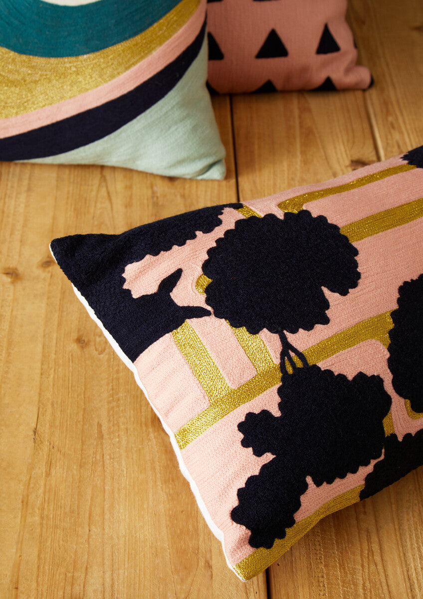 Orsina Bosie Ozella Curved Stripes Embroidered Decorative Cushion