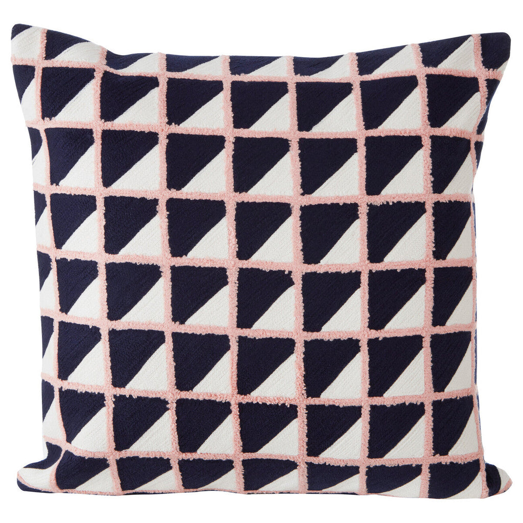 Orsina Bosie Ozella Embroidered Cushion – Modern Geometric Grid Design