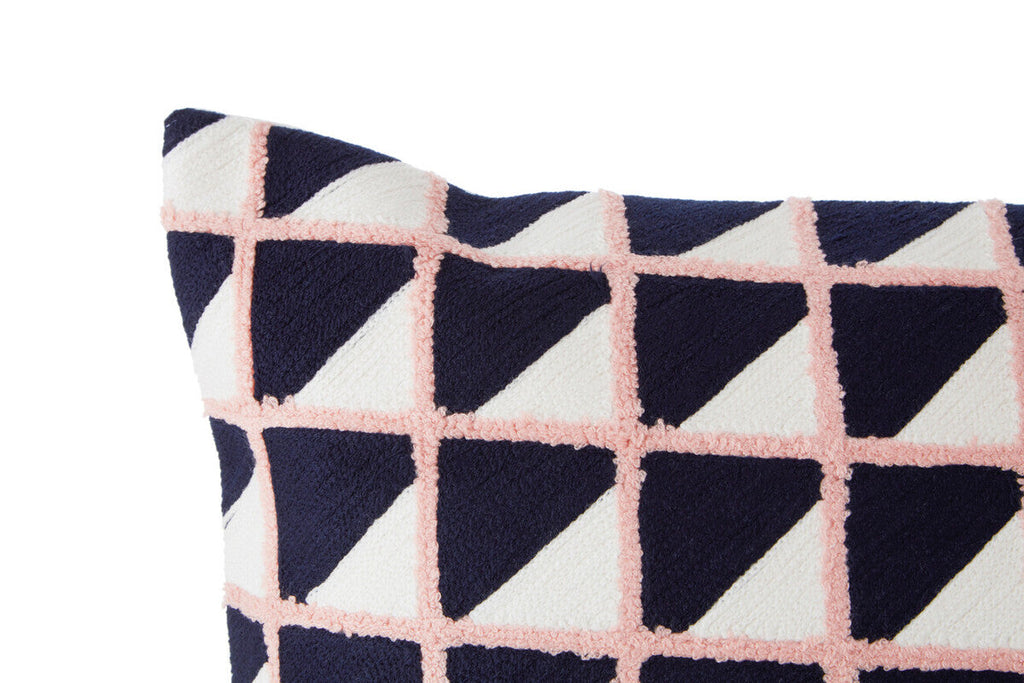 Orsina Bosie Ozella Embroidered Cushion – Modern Geometric Grid Design
