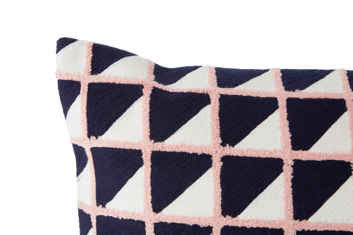 Orsina Bosie Ozella Embroidered Cushion – Modern Geometric Grid Design
