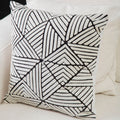 Orsina Ozella Cotton Diamond Embroidered Decorative Cushion | Black & White