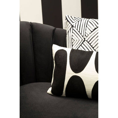 Orsina Ozella Cotton Diamond Embroidered Decorative Cushion | Black & White