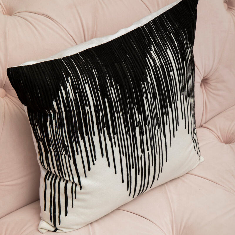 Orsina Bosie Ozella Embroidered Cushion – Black and White Decor