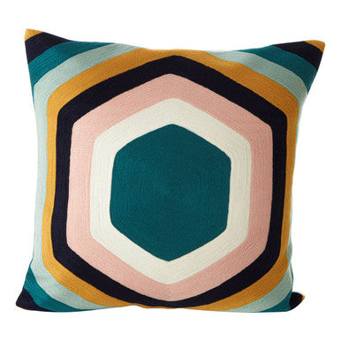 Orsina Bosie Ozella Embroidered Cushion – Retro Hexagonal Design