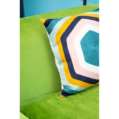 Orsina Bosie Ozella Embroidered Cushion – Retro Hexagonal Design