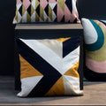 Orsina Bosie Ozella Abstract Geometric Embroidered Cotton Cushion