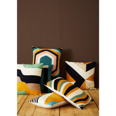 Orsina Bosie Ozella Abstract Geometric Embroidered Cotton Cushion