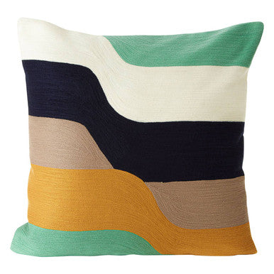 Orsina Bosie Ozella Wavy Stripes Pink & Navy Embroidered Cushion