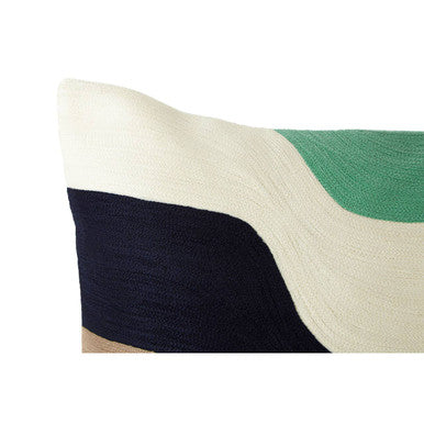 Orsina Bosie Ozella Wavy Stripes Pink & Navy Embroidered Cushion