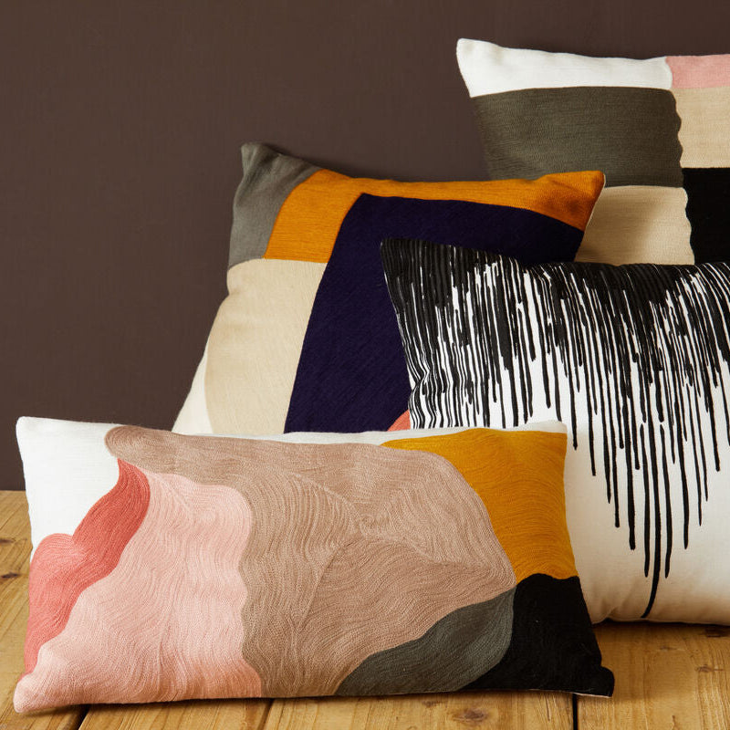 Orsina Ozella Abstract Multi-Coloured Embroidered Cotton Cushion