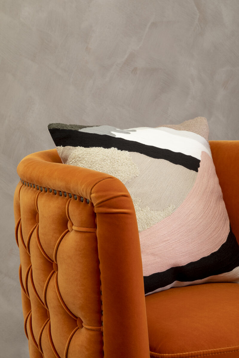 Orsina Ozella Square Cotton Cushion – Embroidered Abstract Throw Pillow