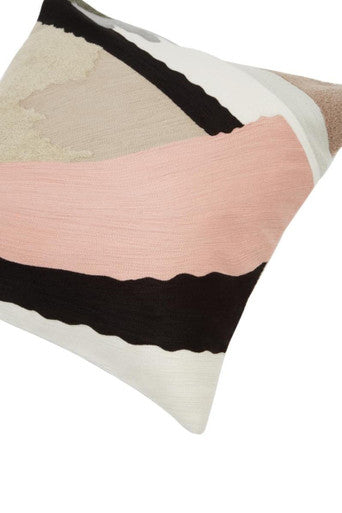 Orsina Ozella Square Cotton Cushion – Embroidered Abstract Throw Pillow