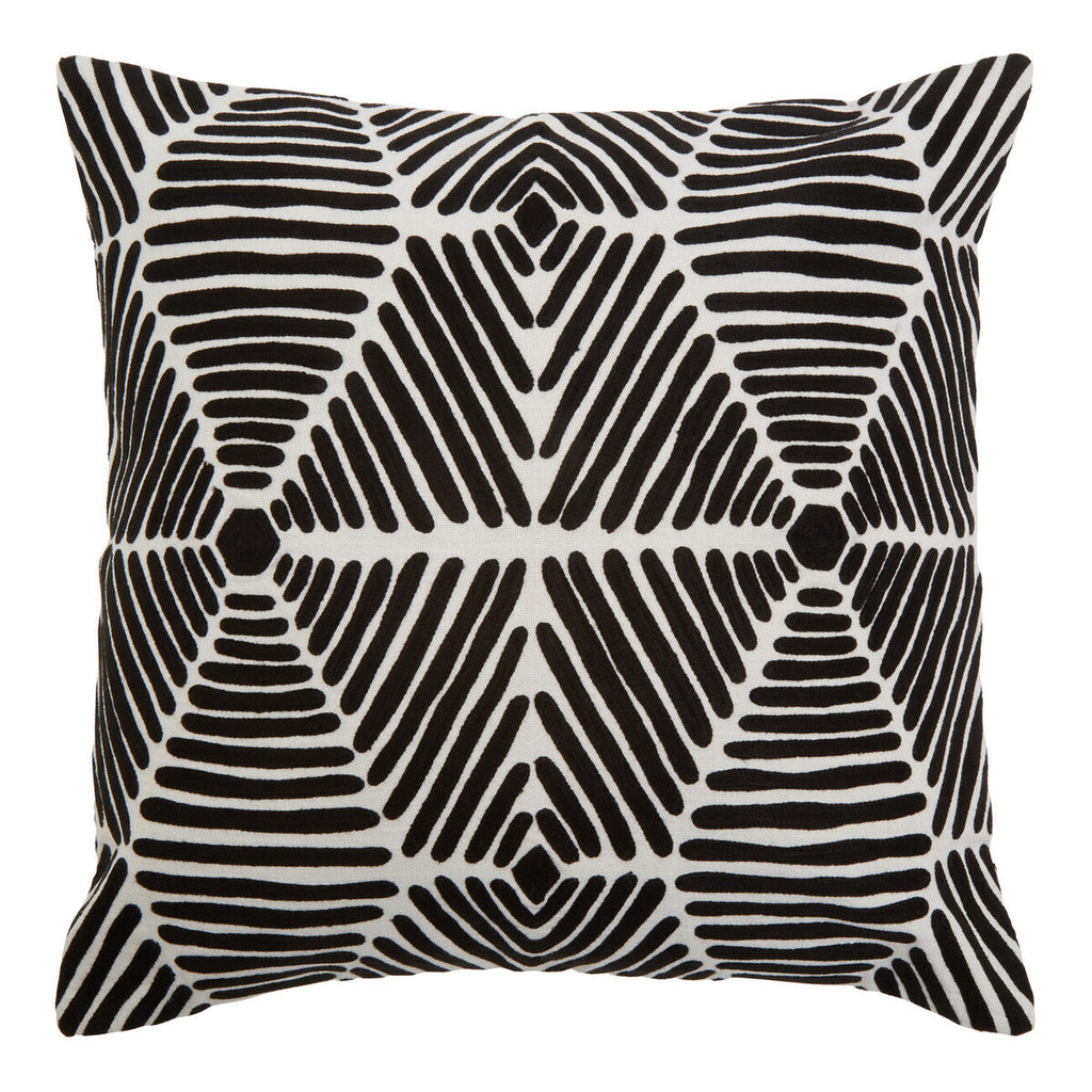 Orsina Bosie Ozella Square Embroidered Cushion - Black and White