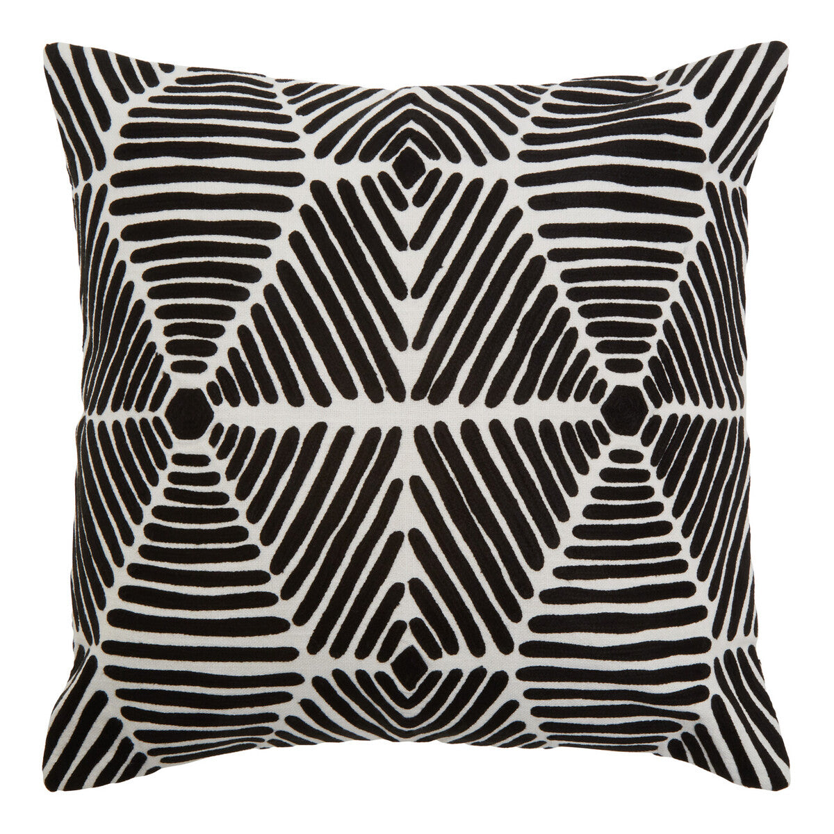 Orsina Bosie Ozella Square Embroidered Cushion - Black and White