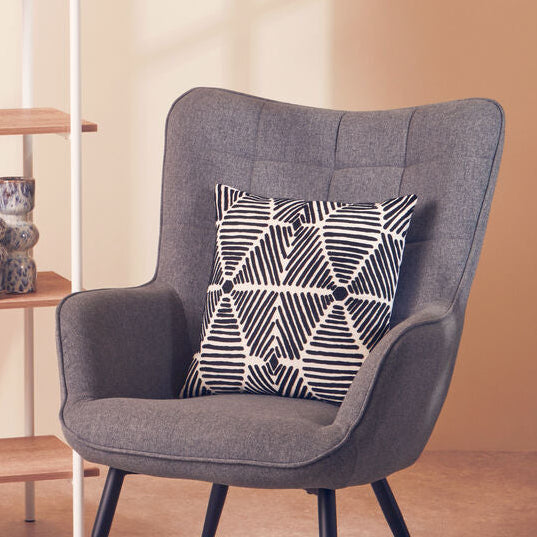 Orsina Bosie Ozella Square Embroidered Cushion - Black and White