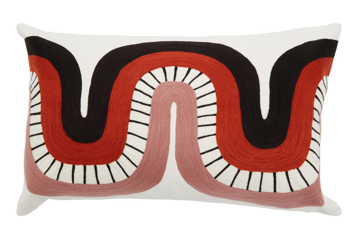 Orsina Ozella Rectangular Cushion – Geometric Curve Pattern Pillow