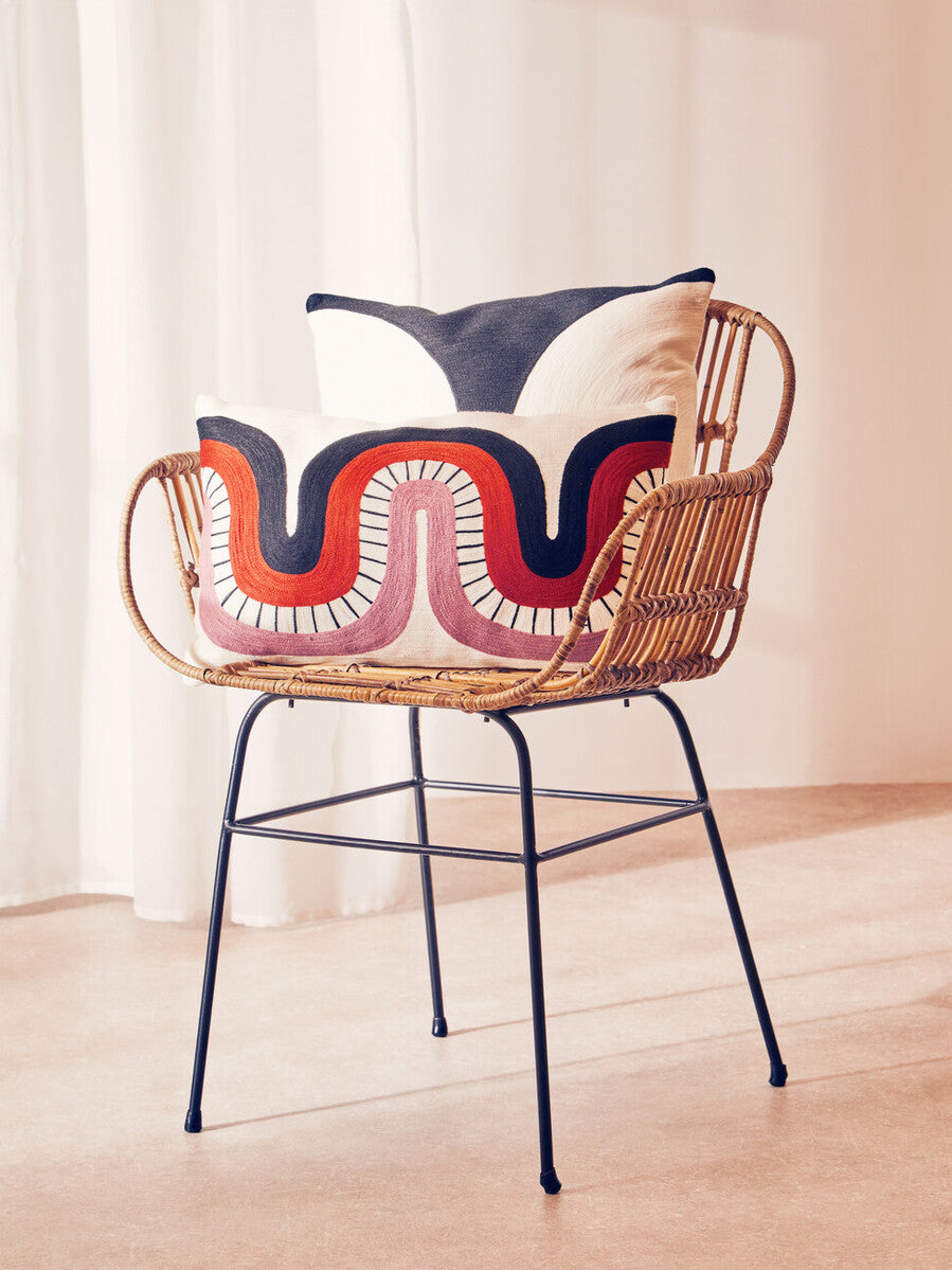 Orsina Ozella Rectangular Cushion – Geometric Curve Pattern Pillow