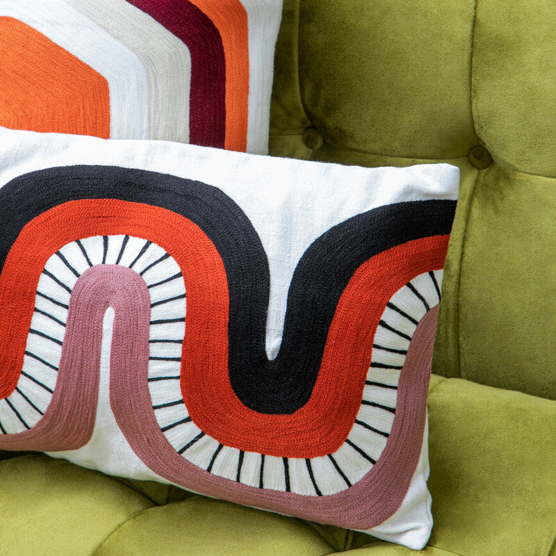 Orsina Ozella Rectangular Cushion – Geometric Curve Pattern Pillow