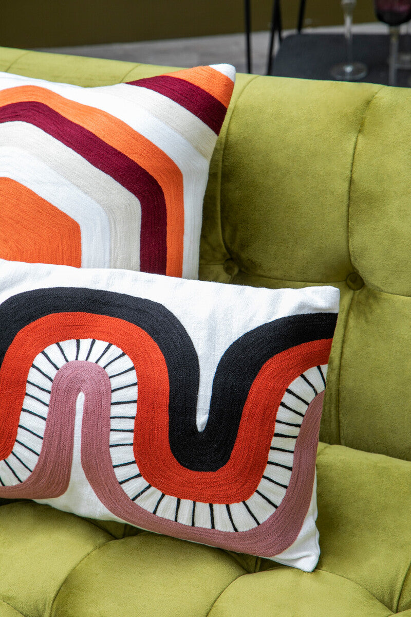 Orsina Ozella Rectangular Cushion – Geometric Curve Pattern Pillow