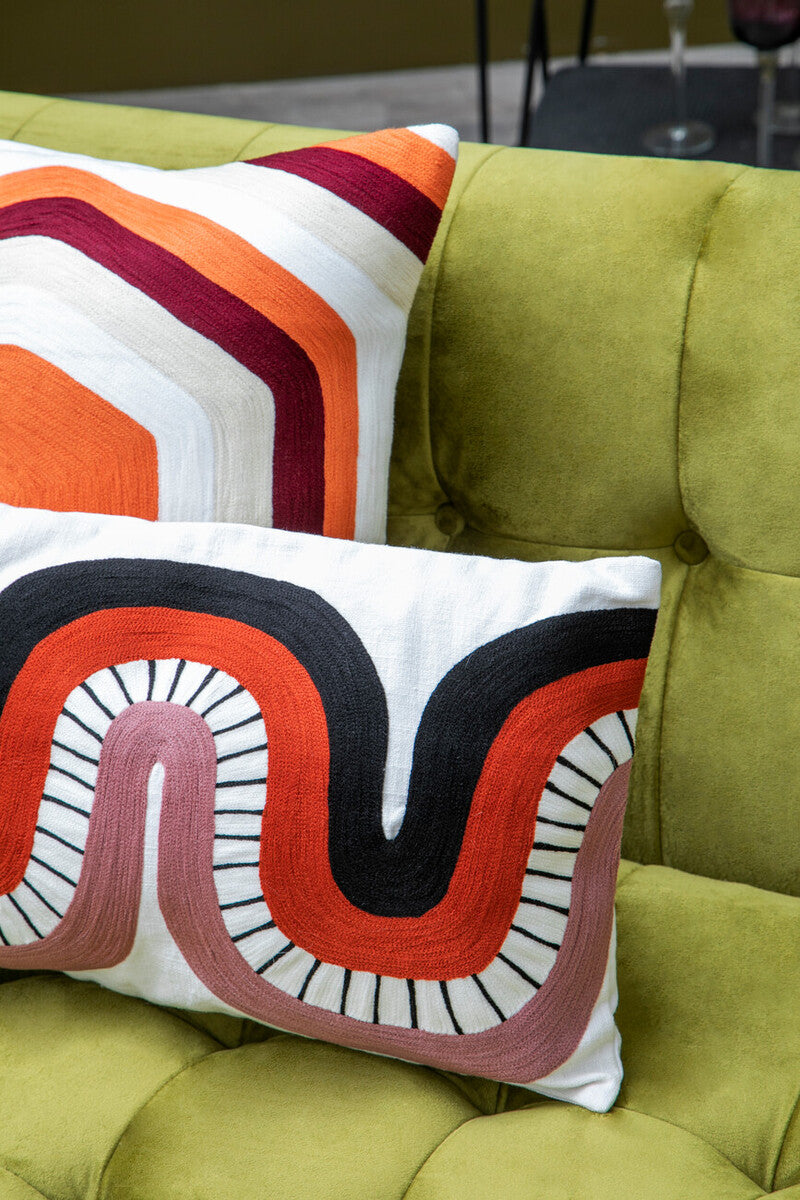 Orsina Ozella Rectangular Cushion – Geometric Curve Pattern Pillow