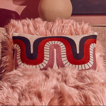 Orsina Ozella Rectangular Cushion – Geometric Curve Pattern Pillow