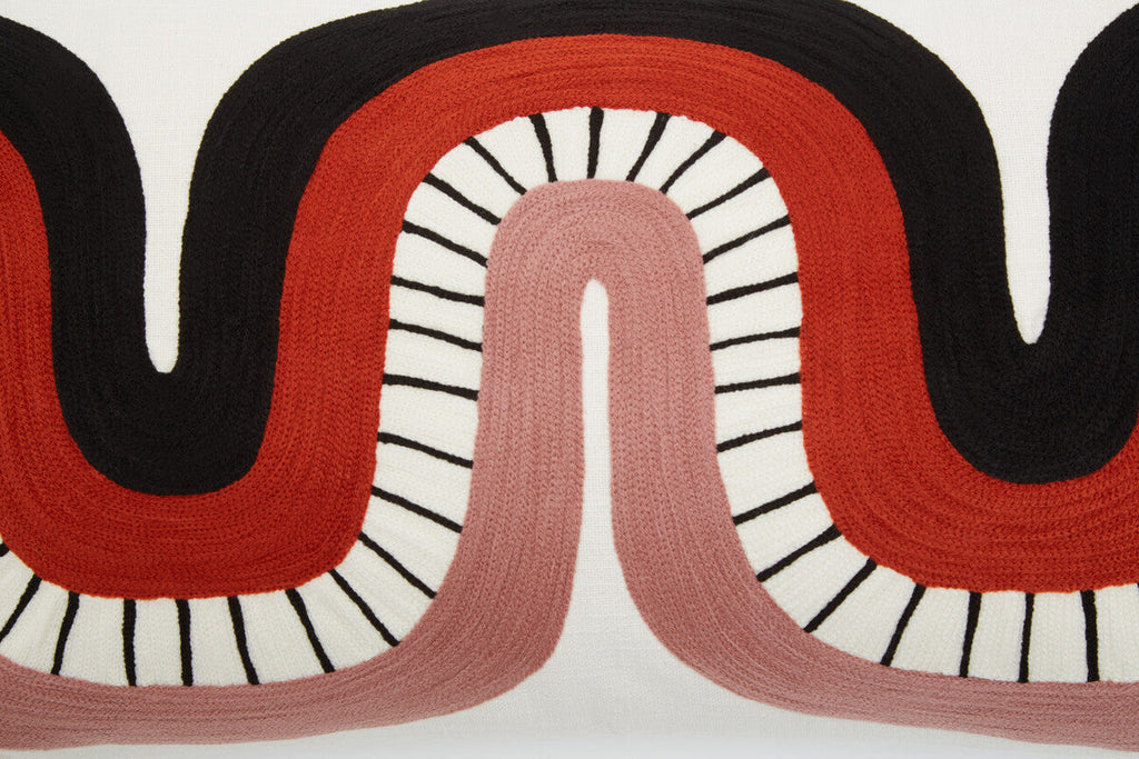 Orsina Ozella Rectangular Cushion – Geometric Curve Pattern Pillow