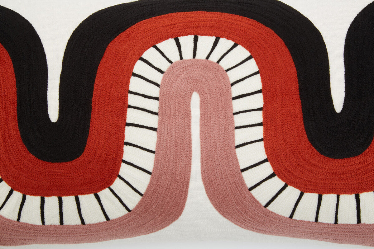 Orsina Ozella Rectangular Cushion – Geometric Curve Pattern Pillow