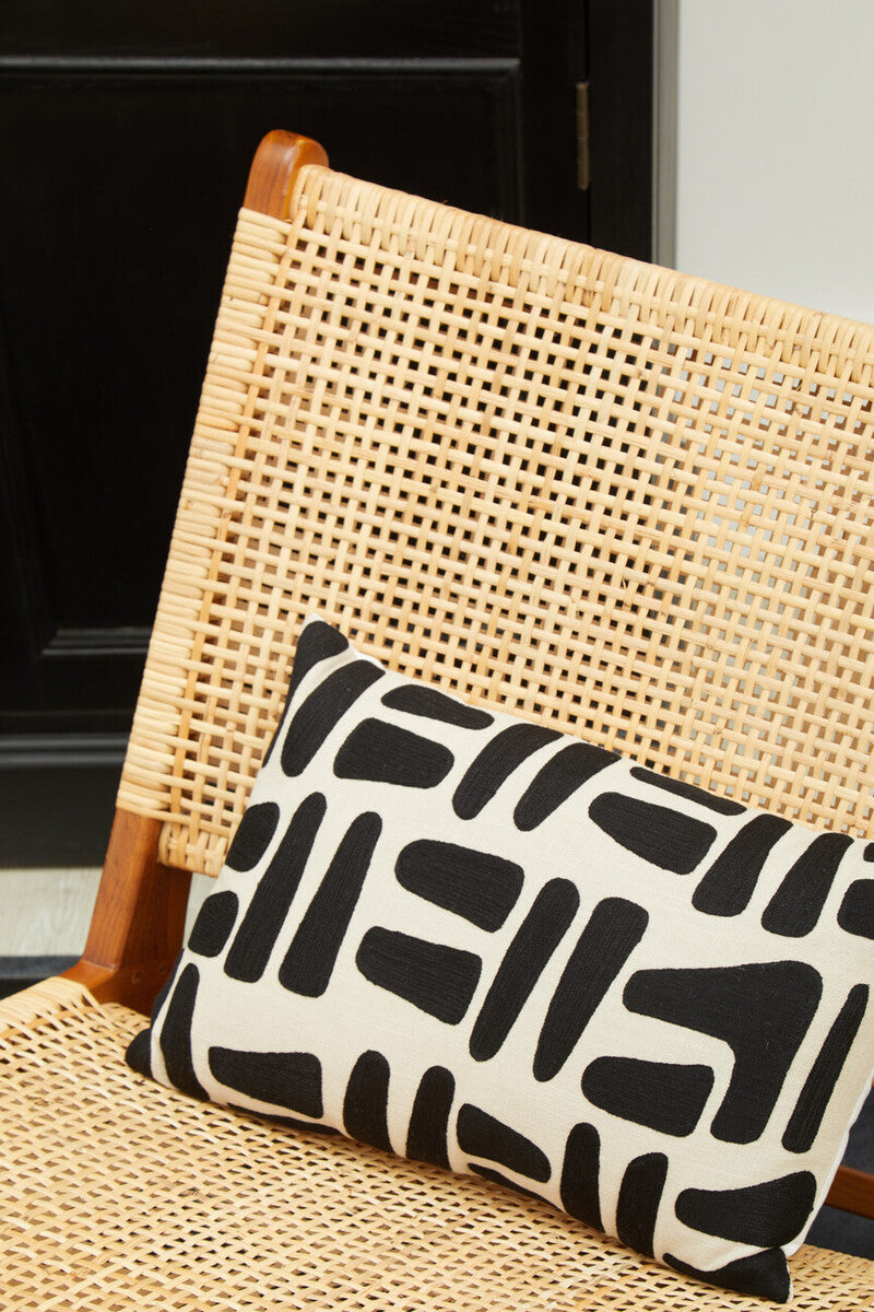 Orsina Ozella Rectangular Lumbar Cushion – Natural & Black Cotton