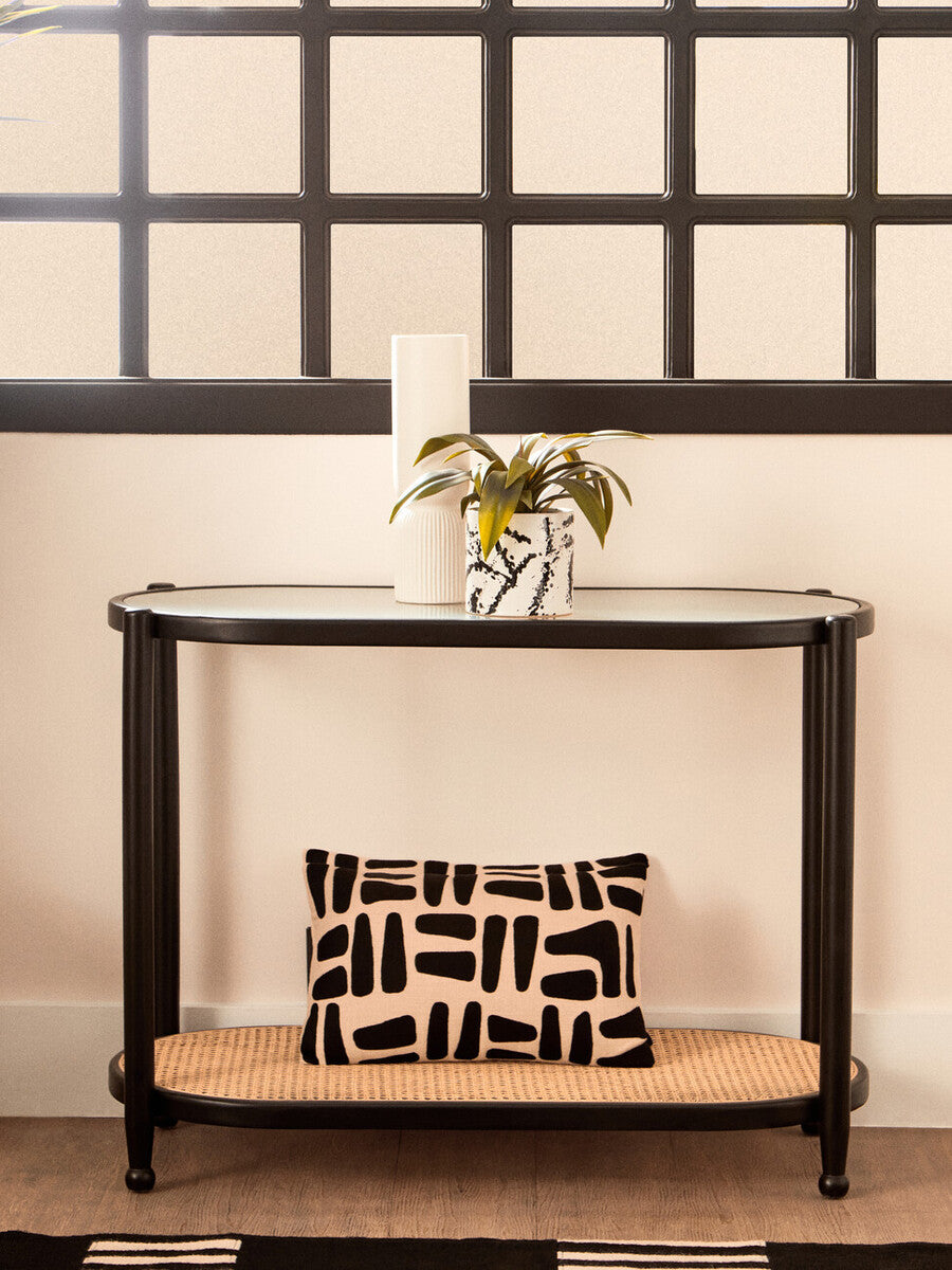 Orsina Ozella Rectangular Lumbar Cushion – Natural & Black Cotton