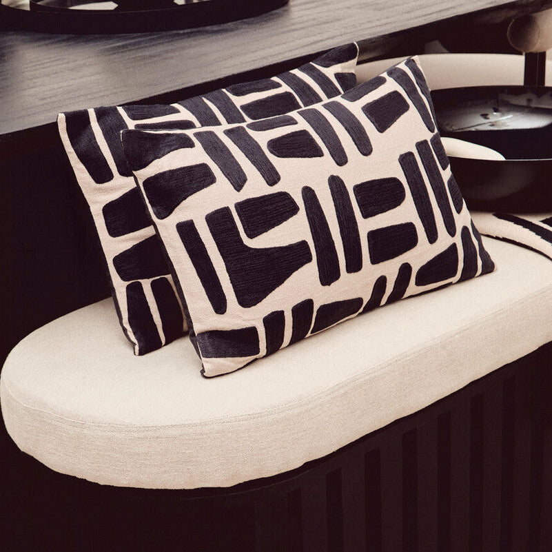 Orsina Ozella Rectangular Lumbar Cushion – Natural & Black Cotton