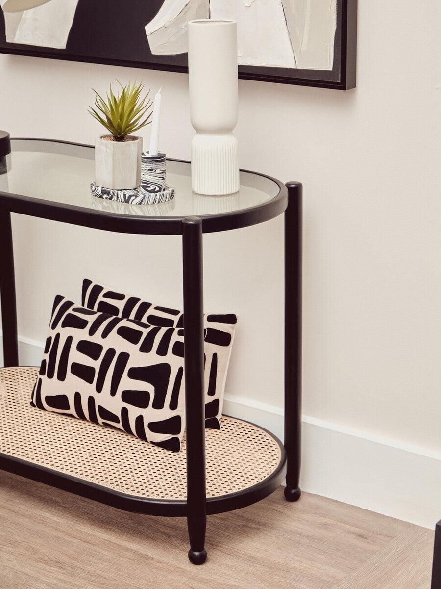 Orsina Ozella Rectangular Lumbar Cushion – Natural & Black Cotton