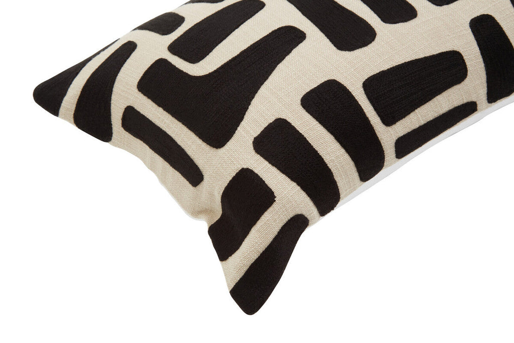 Orsina Ozella Rectangular Lumbar Cushion – Natural & Black Cotton