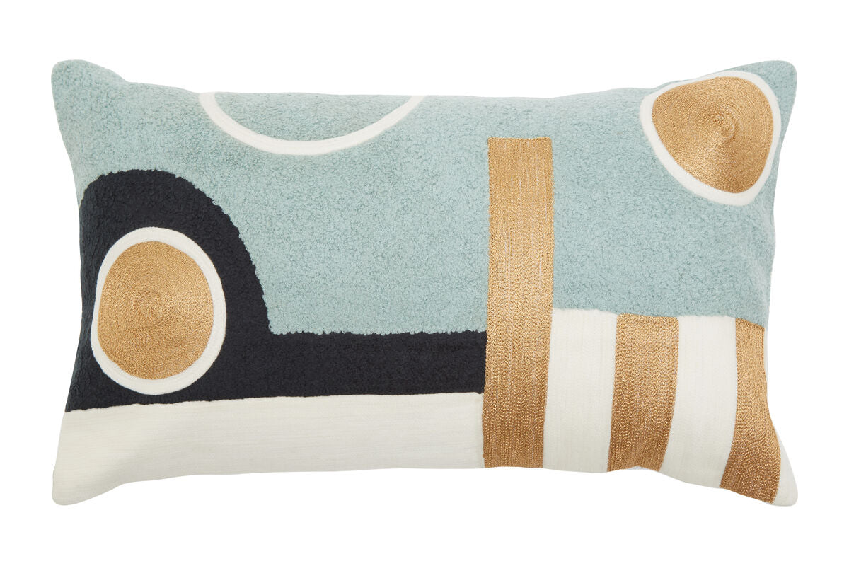 Orsina Ozella Abstract Rectangular Lumbar Cushion – Embroidered Cotton