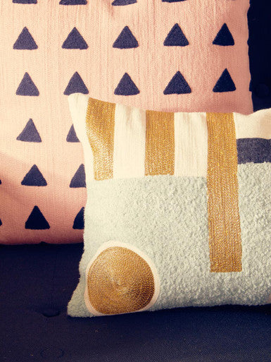 Orsina Ozella Abstract Rectangular Lumbar Cushion – Embroidered Cotton