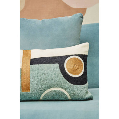 Orsina Ozella Abstract Rectangular Lumbar Cushion – Embroidered Cotton