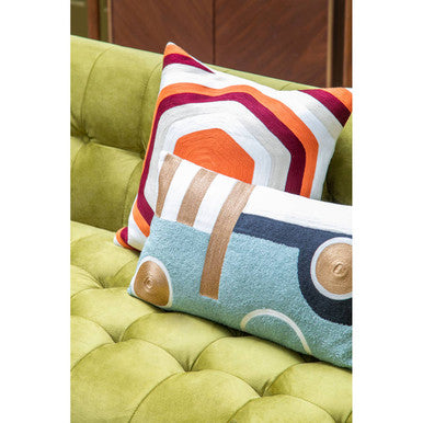 Orsina Ozella Abstract Rectangular Lumbar Cushion – Embroidered Cotton