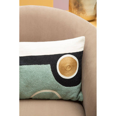 Orsina Ozella Abstract Rectangular Lumbar Cushion – Embroidered Cotton