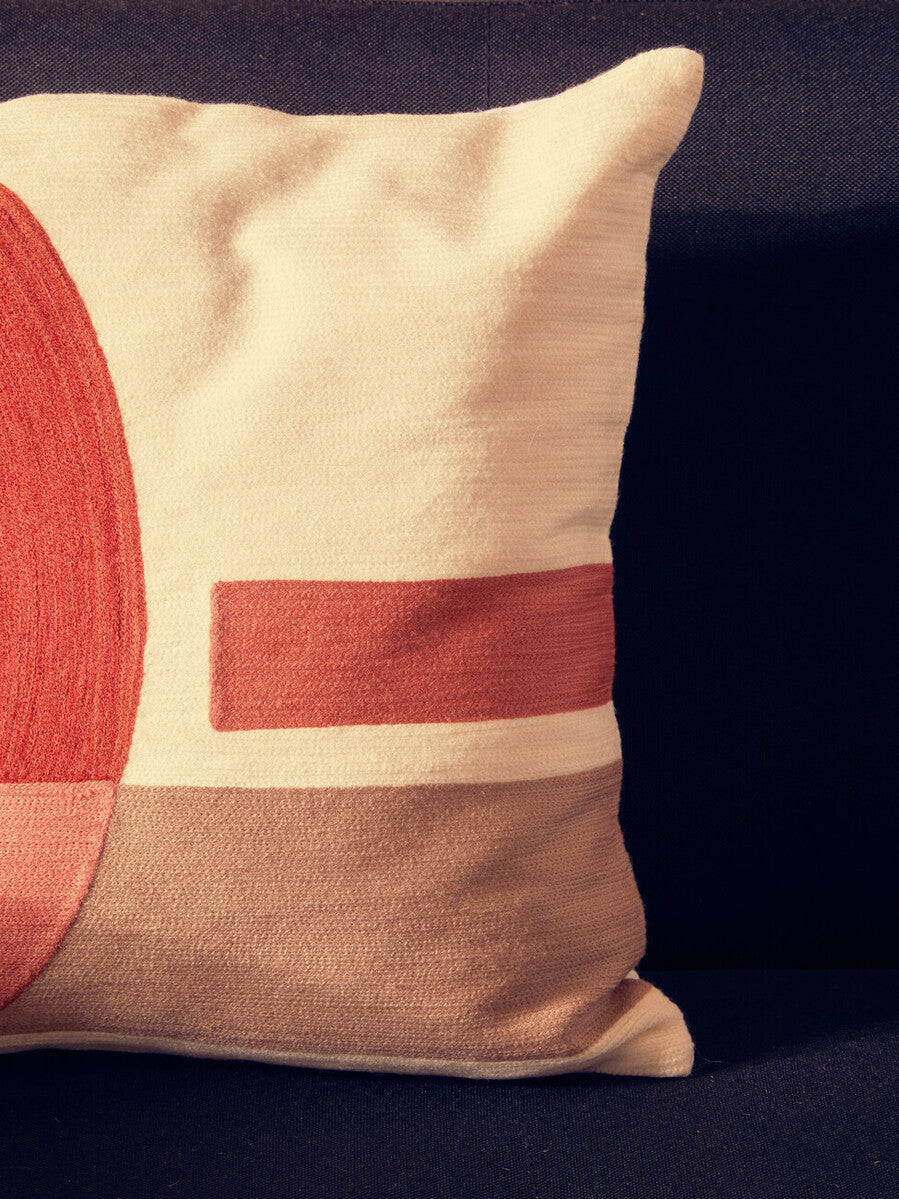 Orsina Bosie Ozella Red and White Geometric Tonal Accent Cushion