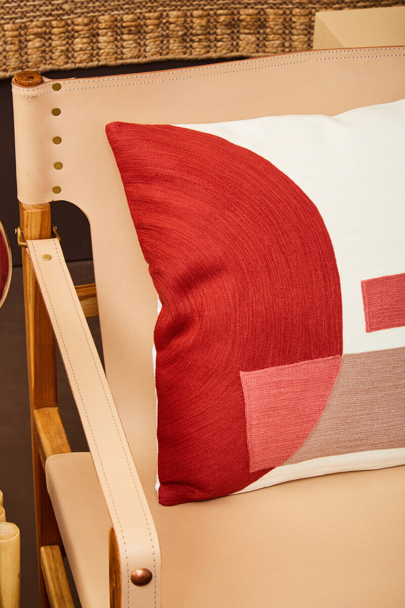 Orsina Bosie Ozella Red and White Geometric Tonal Accent Cushion