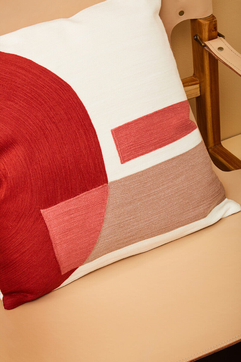 Orsina Bosie Ozella Red and White Geometric Tonal Accent Cushion