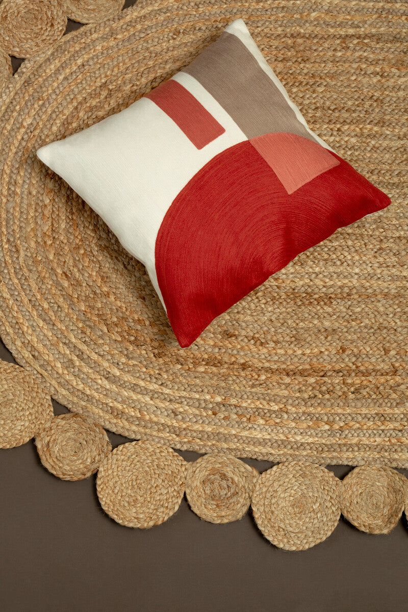 Orsina Bosie Ozella Red and White Geometric Tonal Accent Cushion