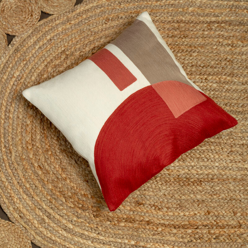 Orsina Bosie Ozella Red and White Geometric Tonal Accent Cushion