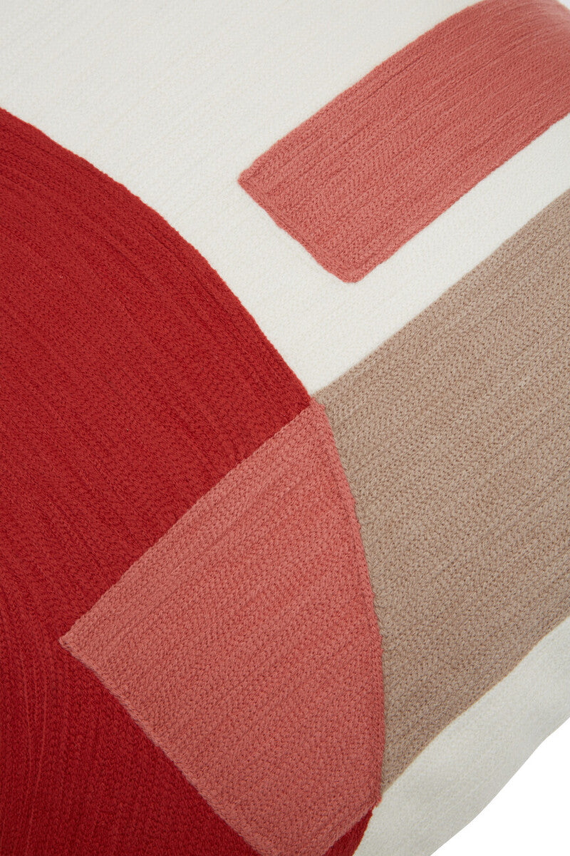 Orsina Bosie Ozella Red and White Geometric Tonal Accent Cushion