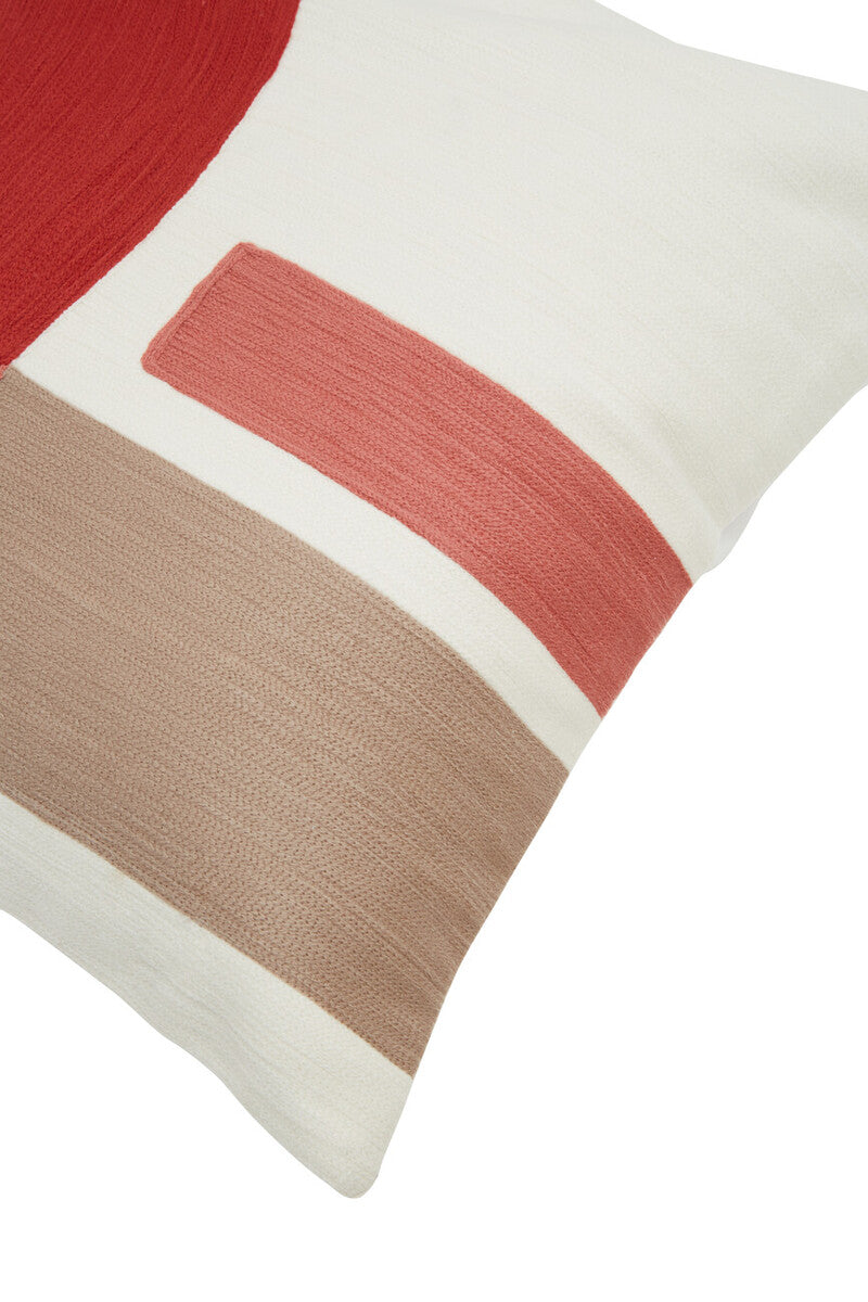 Orsina Bosie Ozella Red and White Geometric Tonal Accent Cushion