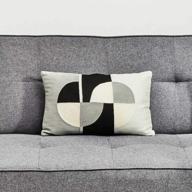 Orsina Bosie Ozella Embroidered Rectangular Cushion – Monochrome Print