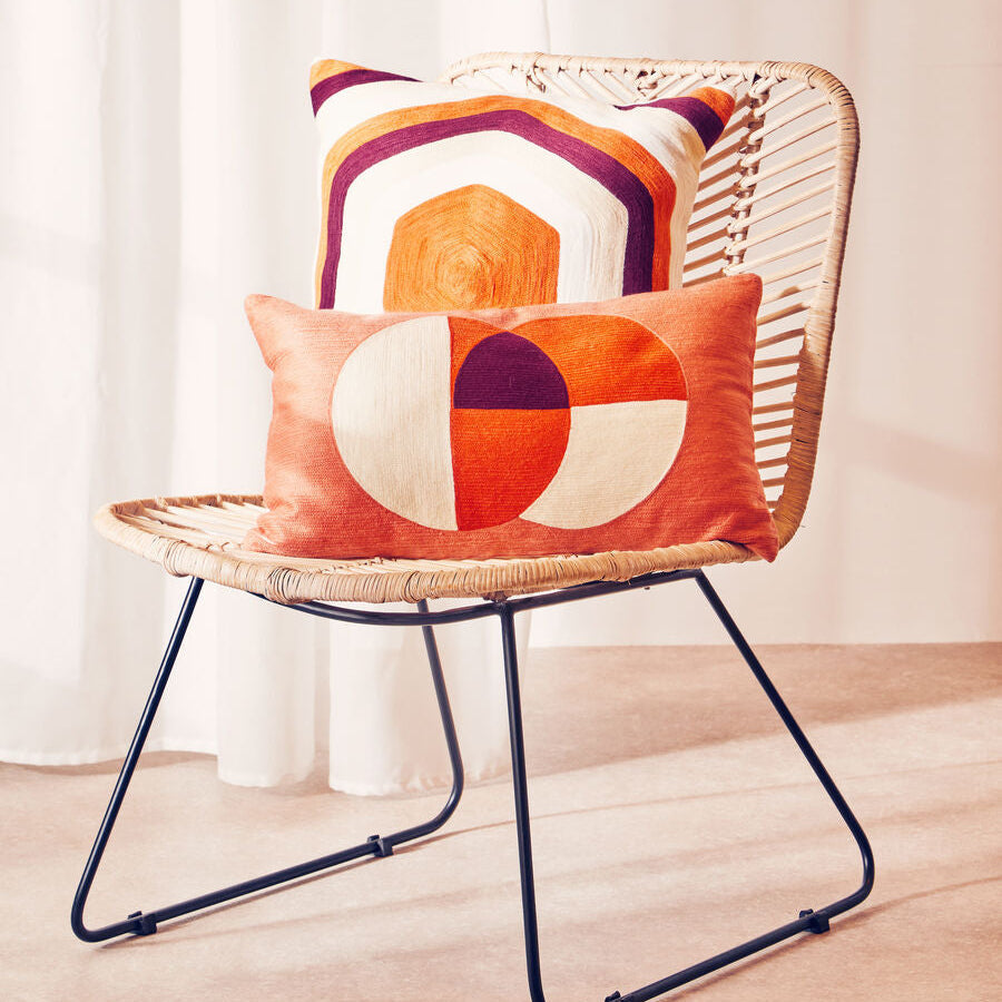 Orsina Ozella Multicolour Rectangular Lumbar Cushion – Orange & Ivory
