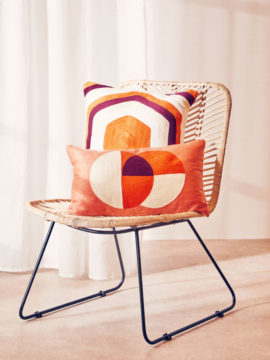 Orsina Ozella Multicolour Rectangular Lumbar Cushion – Orange & Ivory